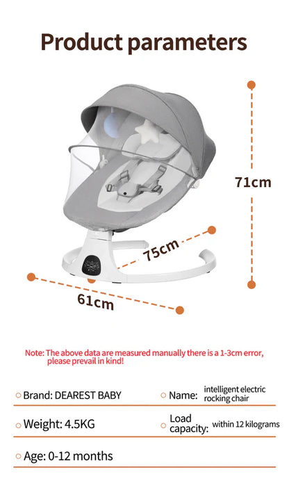 Baby Swing for Infants, Bluetooth Infant Swing with Music Speaker, Bluetooth Remote Control Timing Function with 5 Speeds, 3 Seat Positions,10 Music, 5 Point Harness Belt