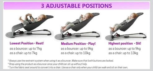Infant Natural Swing Bouncer | Compact | Foldable and Multi Recline Back | Removable Toybar/Fidget Bar | 0-9 months